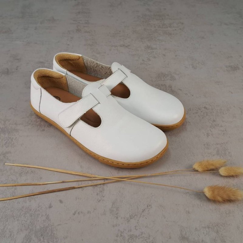 Genuine leather Wenqing steamed bun shoes - pure white - Women's Casual Shoes - Genuine Leather Multicolor