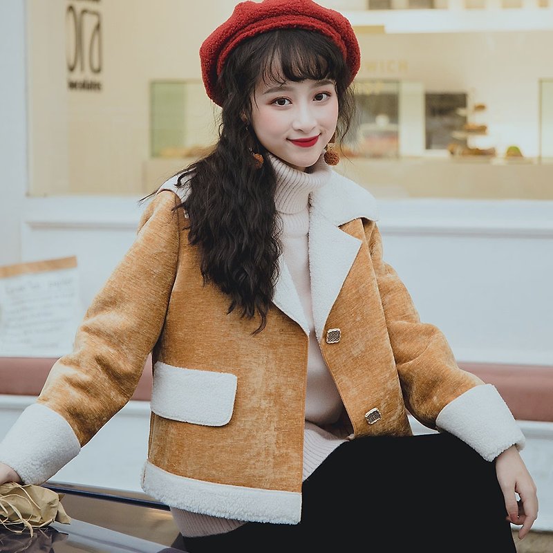 Lamb wool coat women's new winter dress thick retro style cropped top - Women's Casual & Functional Jackets - Other Materials 