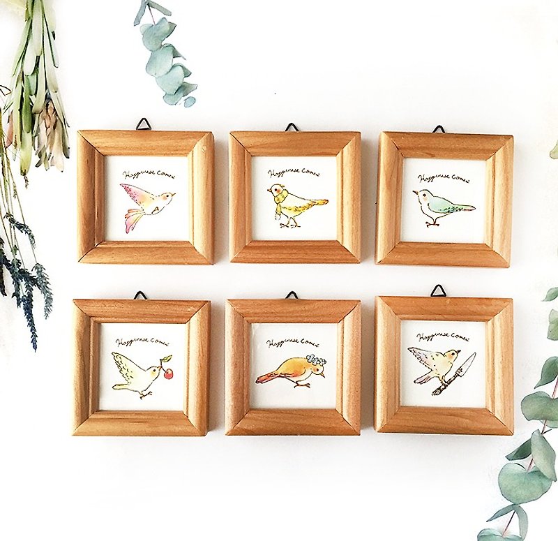 illustration frame "Happiness Bird" 【Please choose a number】 - Items for Display - Wood Multicolor
