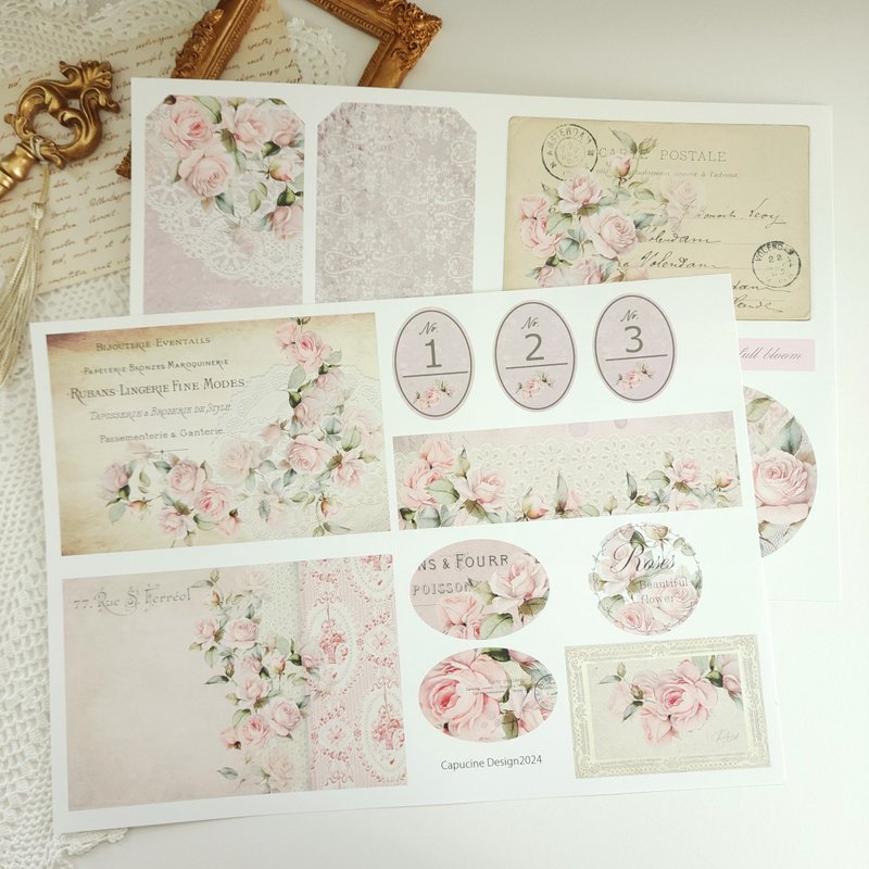 Pink Rose Collage Sheet Set - Other - Paper Pink