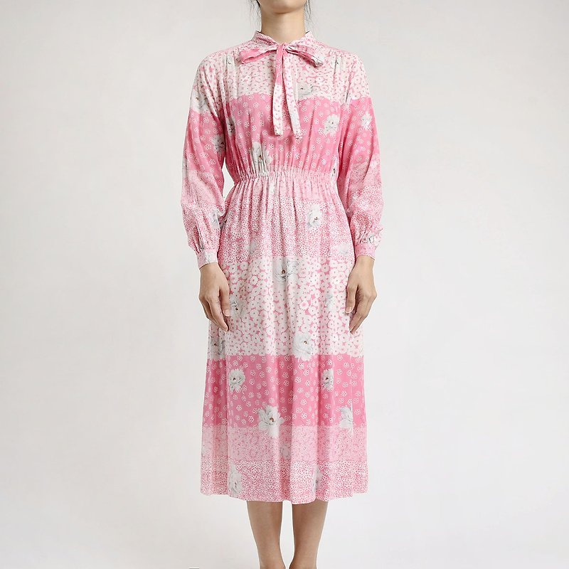 Vintage Japan Dress - ชุดเดรส - วัสดุอื่นๆ สึชมพู