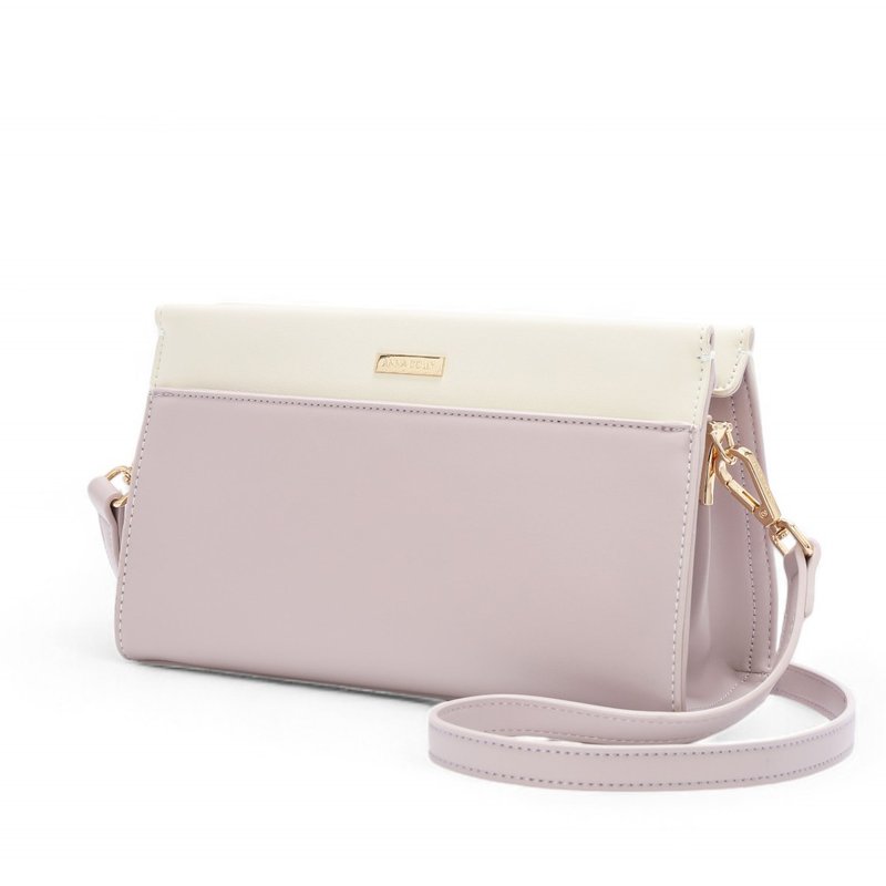 ANNA DOLLY lightweight two-color cross-body bag purple and white - กระเป๋าแมสเซนเจอร์ - วัสดุอื่นๆ สีม่วง