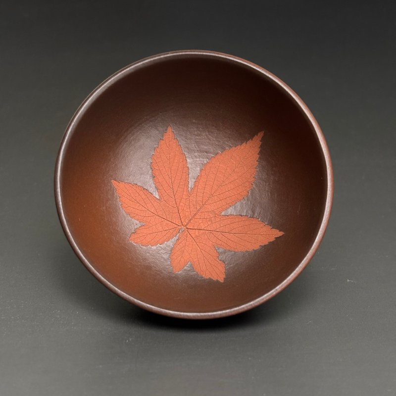 陳政嵐 紫砂/朱泥楓葉杯 70ml - 茶壺/茶杯/茶具 - 陶 多色