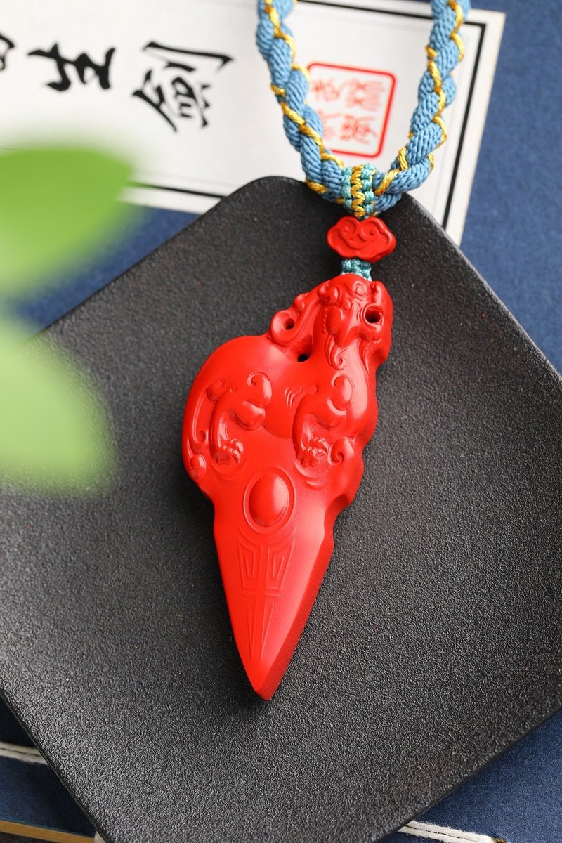 天然原礦硃砂精品紅砂貔貅金剛杵吊墜 精品原創  含量高達95%以上 - 項鍊 - 寶石 