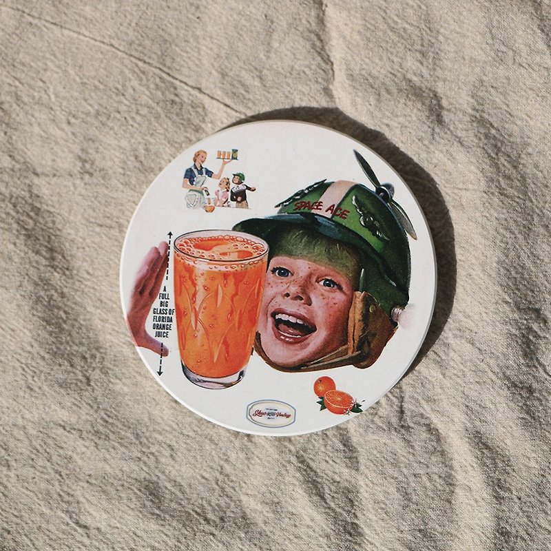 Orange juice ceramic absorbent coaster - Coasters - Pottery White