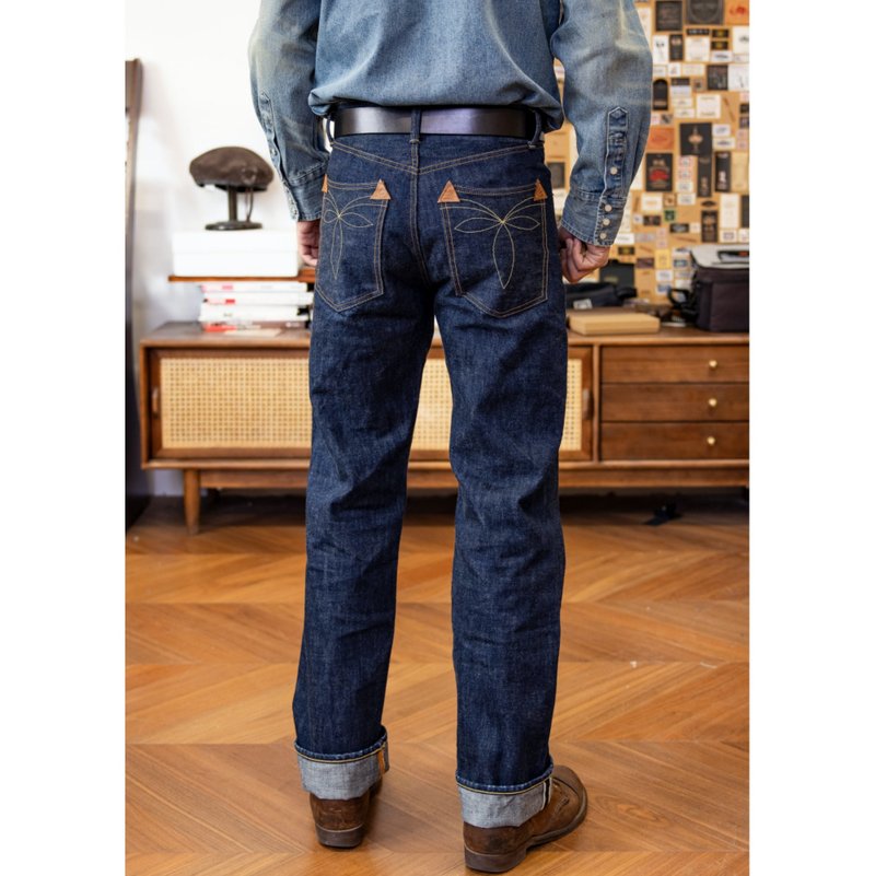 牛仔褲 16.5oz WH酸化牛王 高腰直筒 已脫漿 DD10 Raw Denim - 男長褲/休閒褲 - 棉．麻 藍色