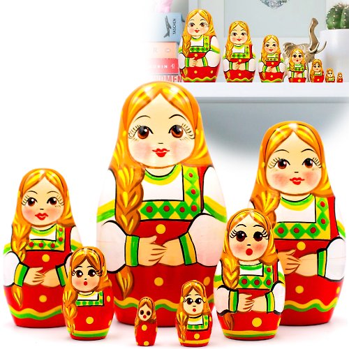 布列斯特纪念品厂 - 套娃 Russian Nesting Dolls Set of 7 pcs - Matryoshka Doll in Slavic Traditional Dress