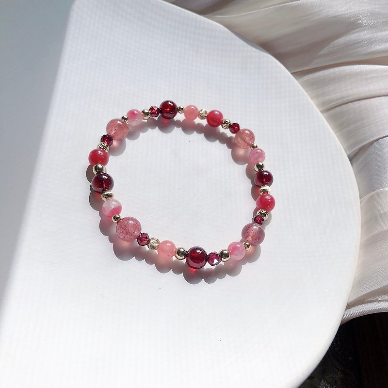 Strawberry crystal, Stone, rose brilliance, Stone natural stone bracelet - Bracelets - Semi-Precious Stones 