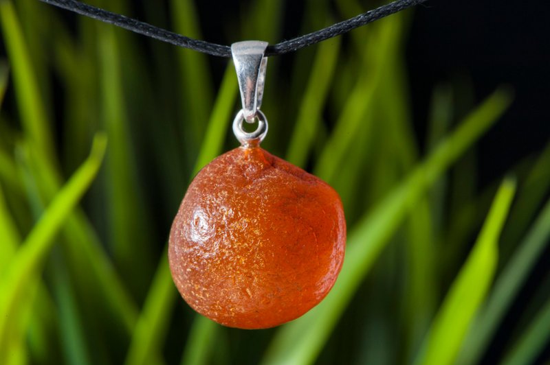 Raw Baltic Amber Pendant in Genuine Leather Cord: Unpolished Gemstone Necklace - Necklaces - Semi-Precious Stones Brown