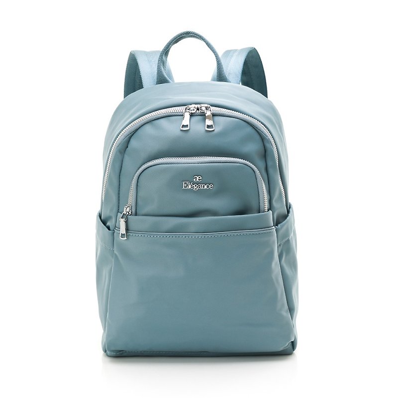 【Elegance】Naomi Front Pocket Zipper Backpack - Sky Blue - Backpacks - Nylon Blue
