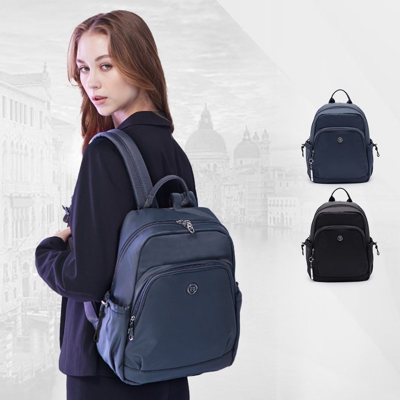 Anti-cutting bag, anti-theft sticker, backpack, business casual backpack, 13-inch notebook, black and blue - กระเป๋าเป้สะพายหลัง - ไนลอน สีดำ