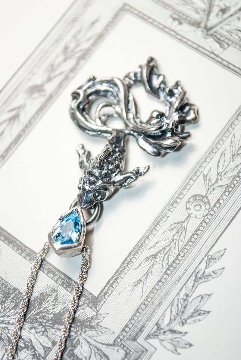 Shuichuan/Handmade Silver Jewelry/Single Pendant/Dream Fish - สร้อยคอ - เงินแท้ สีเงิน
