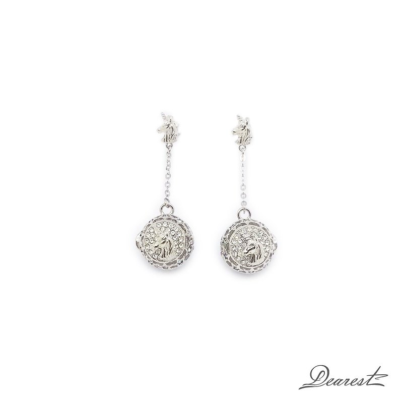 925 sterling silver unicorn earrings - ต่างหู - เงินแท้ สีเงิน