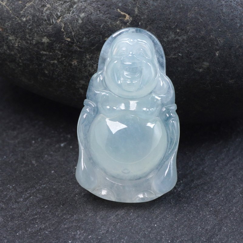 Ice Jade Buddha Maitreya Buddha Necklace | Stone| Natural Burmese Jade A Grade Jade | Gifts - Necklaces - Jade Transparent