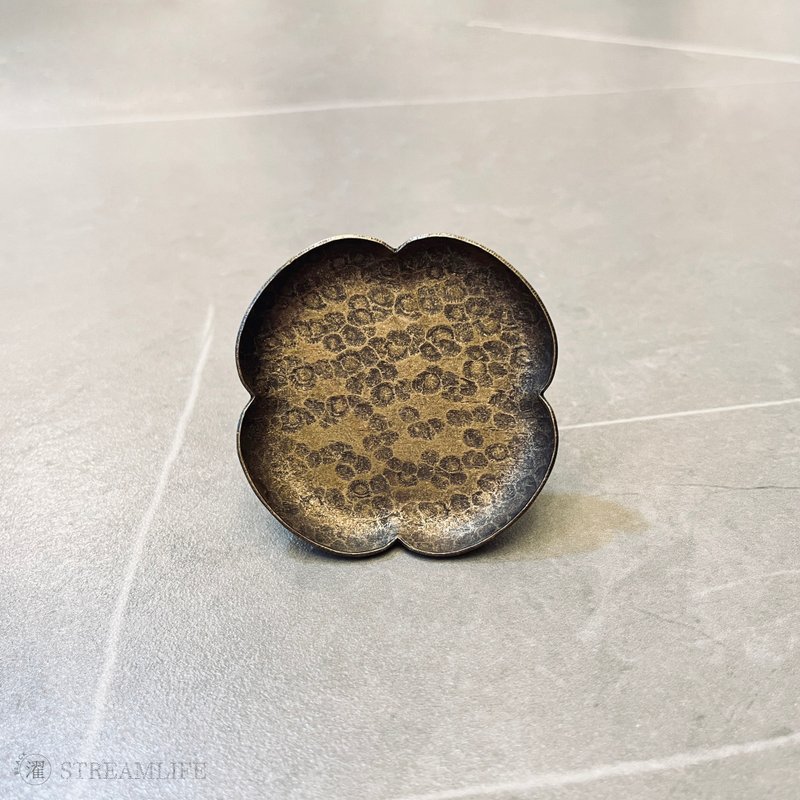 錘紋海棠盞托 - 盤 - 茶壺/茶杯/茶具 - 銅/黃銅 咖啡色