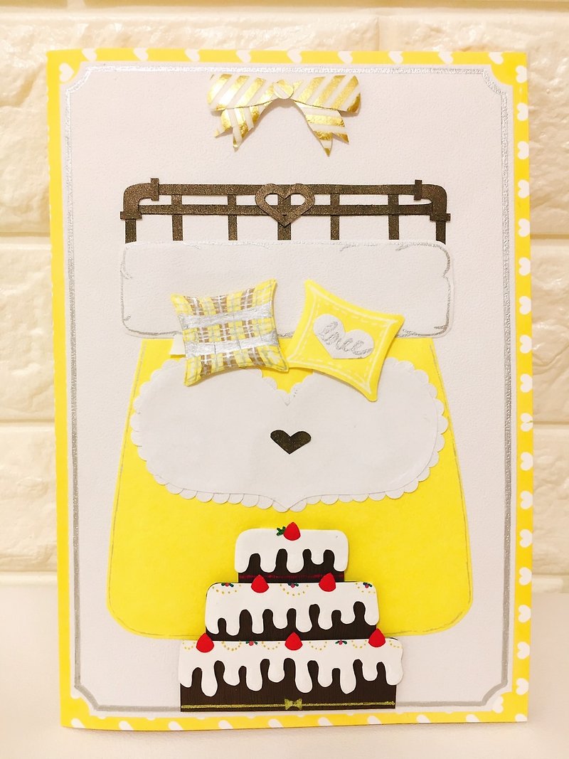 [Customized models] Romantic birthday card for full house surprise (please discuss before placing an order) - การ์ด/โปสการ์ด - กระดาษ สีเหลือง