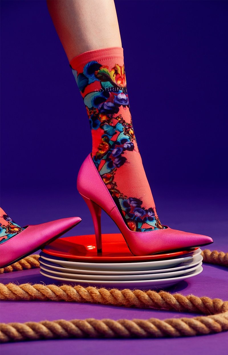 LIFEBEAT x SABRINA HSIEH printed sports socks - Socks - Polyester Pink