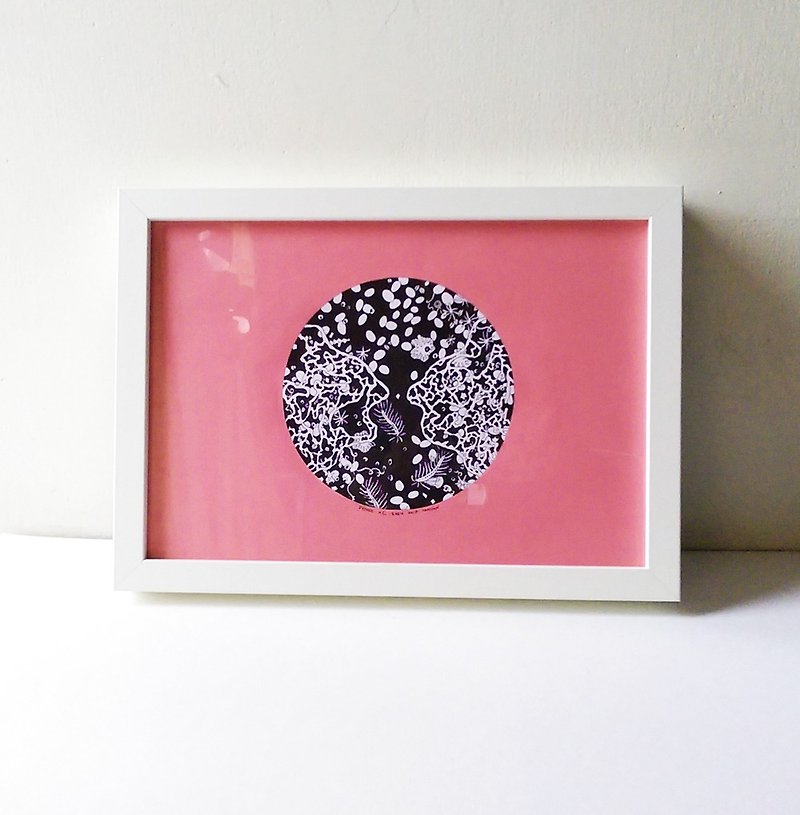 ピンクの黒と白の細胞植物の詳細な装飾家のイラスト - その他の家具 - 紙 ピンク