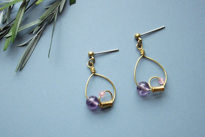 Kiriha FujiToki - earrings pierced earrings clip-on earrings - ต่างหู - ทองแดงทองเหลือง สีม่วง