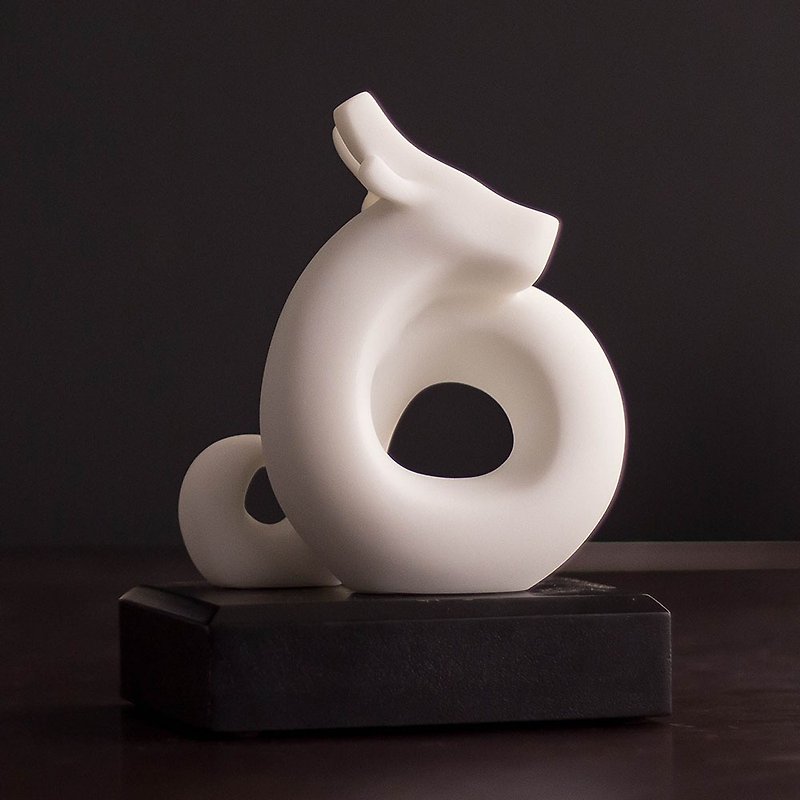 [Zodiac] Quan Art Gallery Chuan_Growth Series-Stone Sculpture in the Shape of a Brilliant Dragon-White - Items for Display - Stone White