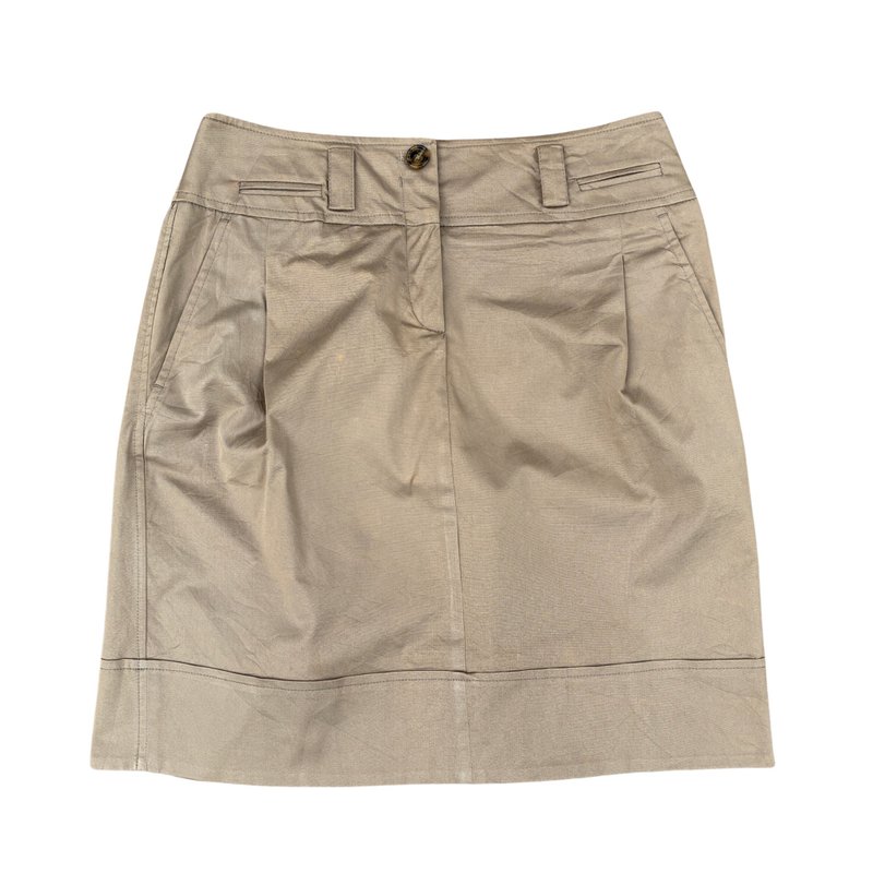 Vintage 90s Max Mara High Waisted Beige Mini Skirt - 裙子/長裙 - 棉．麻 卡其色