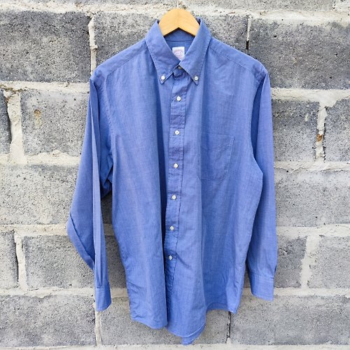 goodviewvintageshop Vintage Brooks Brothers Makers Blue Button Down Cotton Shirt 16 1/2 - 4