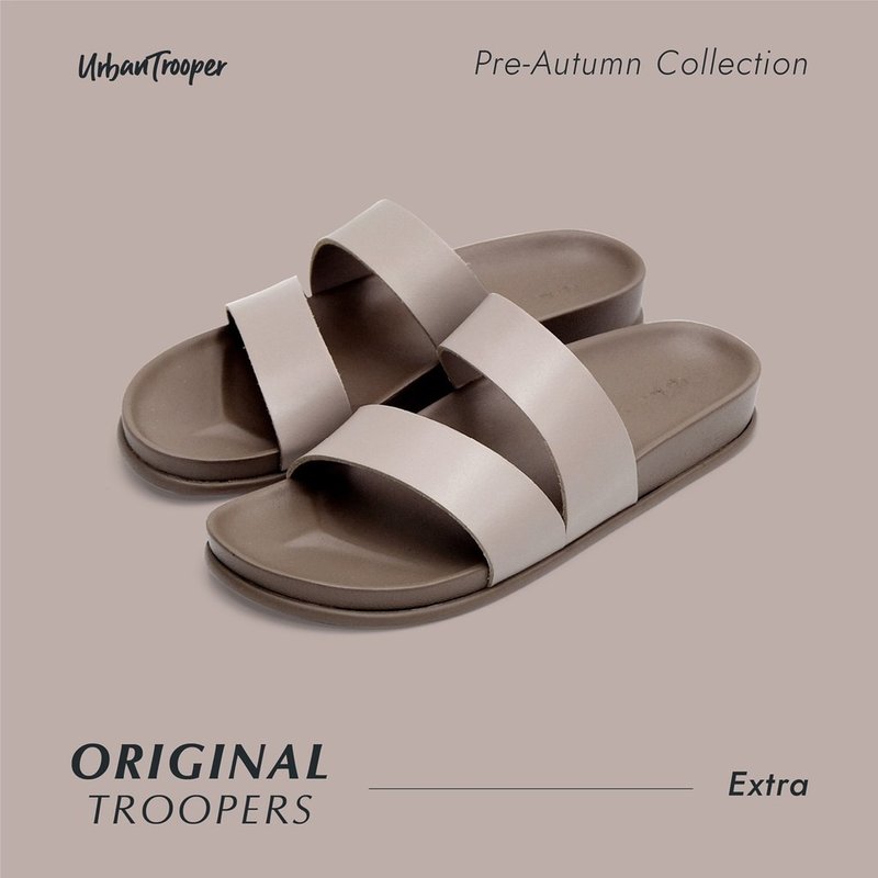 รองเท้า Urban Trooper รุ่นOriginal Troopers(Pre-autumn collection)สีCreamy Brown - รองเท้าแตะ - หนังแท้ 