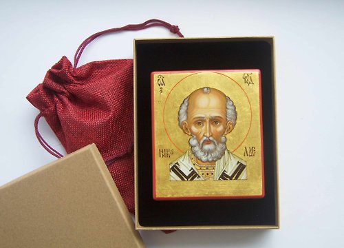 Orthodox small icons hand painted orthodox wood icon holy Saint Nicholas pocket size miniature