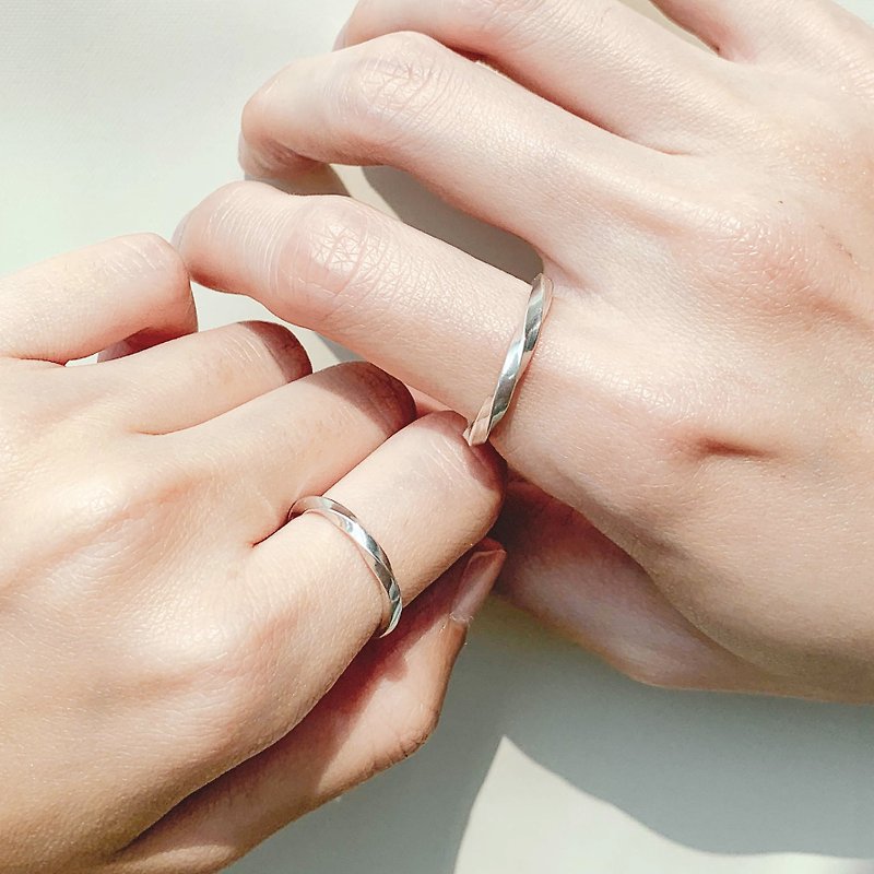 Romance Series-Sterling Silver Lovers Horn Pair Ring/ Silver/Gift Custom - Couples' Rings - Sterling Silver Silver