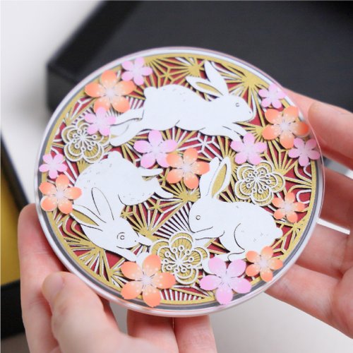 FingerART 指の藝 兔與櫻花 - 紙藝 15W無線快速充電器