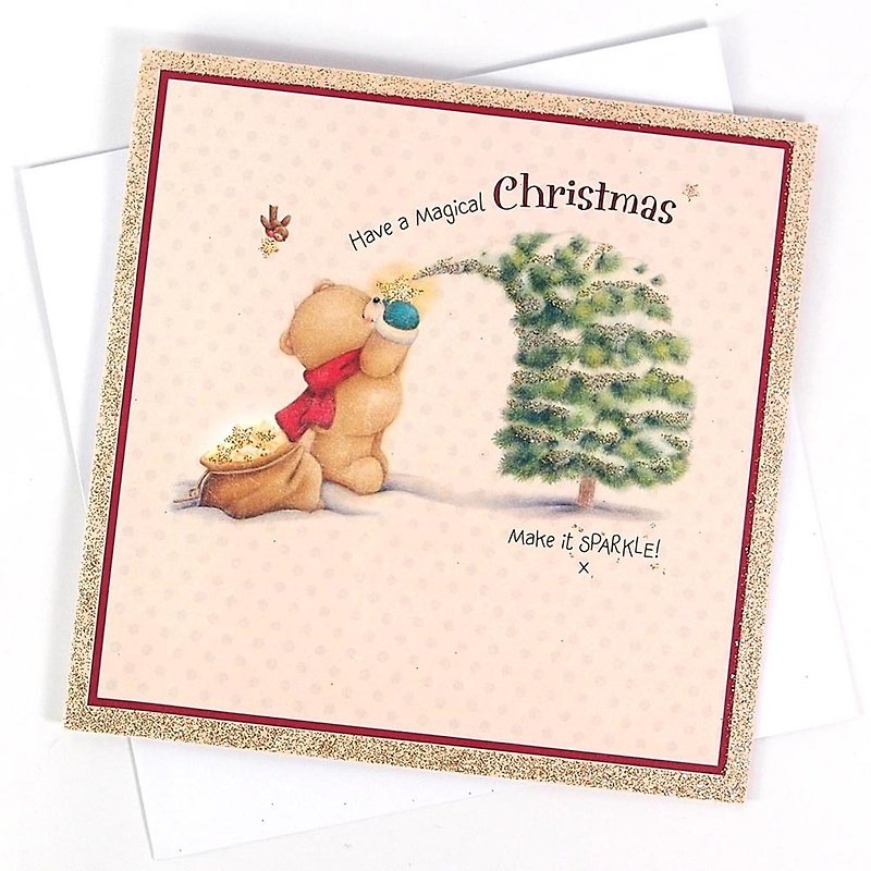 Bear Christmas Tree Christmas Card【Hallmark-ForeverFriends Christmas】 - การ์ด/โปสการ์ด - กระดาษ หลากหลายสี