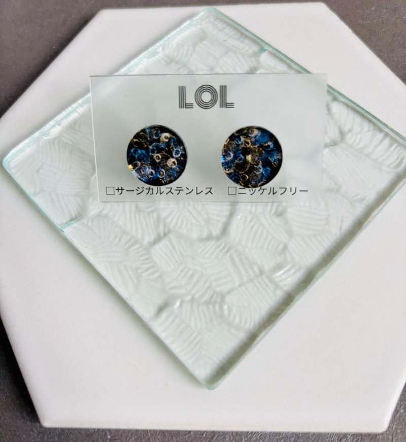 night/003 Circle S Post or Clip-on - ต่างหู - พลาสติก สีดำ