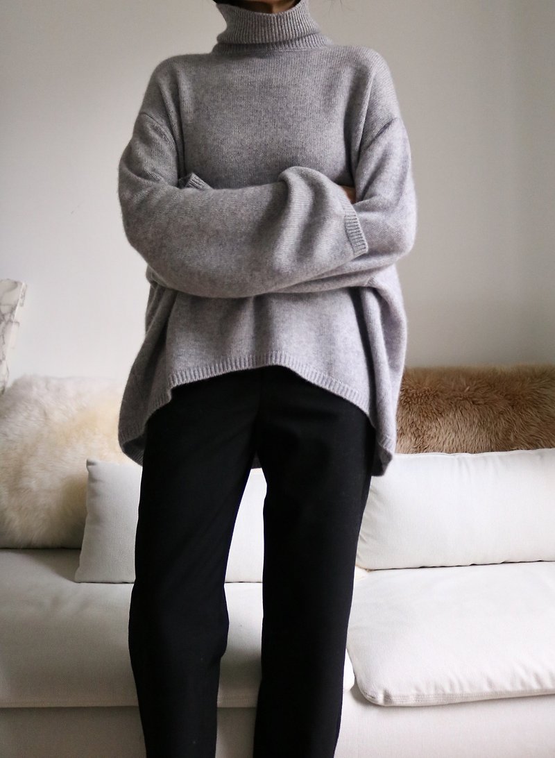 Liv Sweater cashmere drop-shoulder pure wool sweater custom-made multicolor - สเวตเตอร์ผู้หญิง - ขนแกะ 