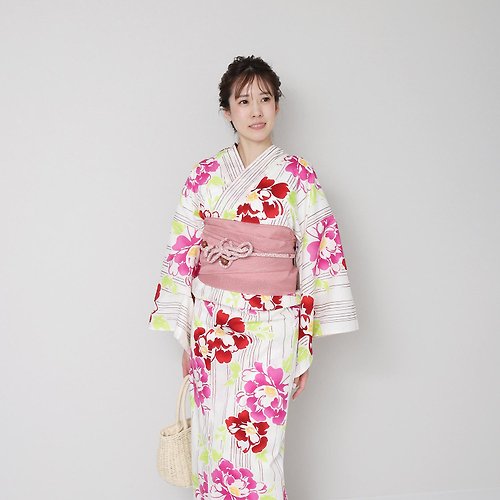 fuukakimono 日本 和服 梭織 女性 浴衣 腰封 2件組 F Size x02-19a yukata
