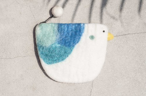 Wool felt small bag/wool felt storage bag/coin purse/ leisure card holder/wool felt wallet-blue bird