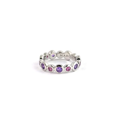 MARON Jewelry Urban Round Eternity Ring with Amethyst and Rhodolite