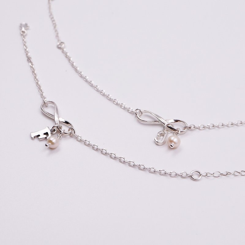 Lucky Infinity Pearl Letter Bracelet/Anklet - Bracelets - Gemstone Silver