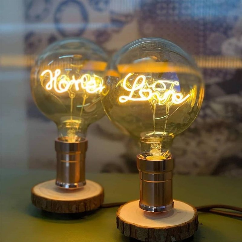 Love & Home LED 燈泡木枱燈 香港製作 手作復古家居餐廳 設計品 - 燈具/燈飾 - 木頭 咖啡色