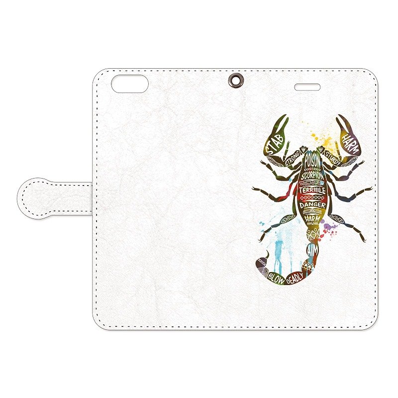 [Notebook type iPhone case] scorpion - Phone Cases - Paper White