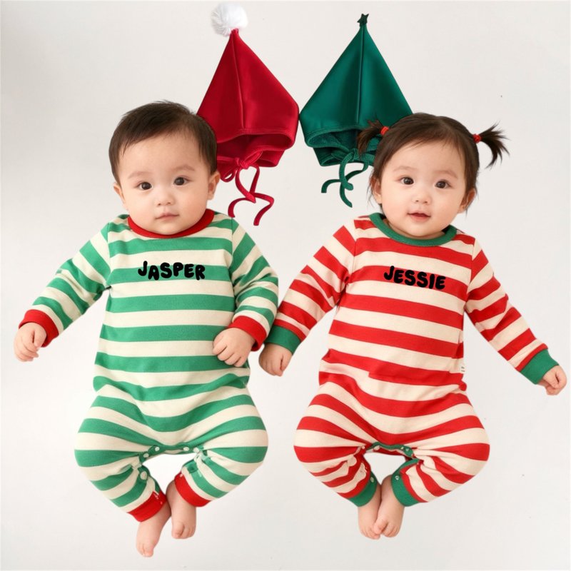 代刻字包屁衣+褲+帽 寶寶聖誕套裝 - 男/女童裝 - 棉．麻 