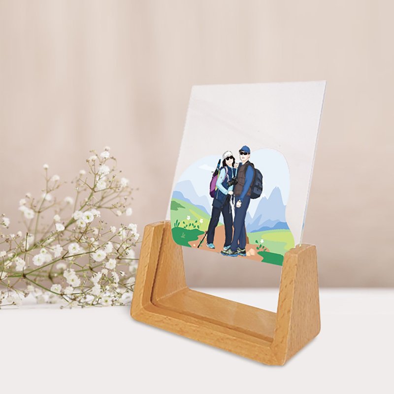 Customized Like Yan Painting | Portrait Transparent Wooden U-shaped Photo Frame 10.2x15.8cm - โปสเตอร์ - ไม้ 