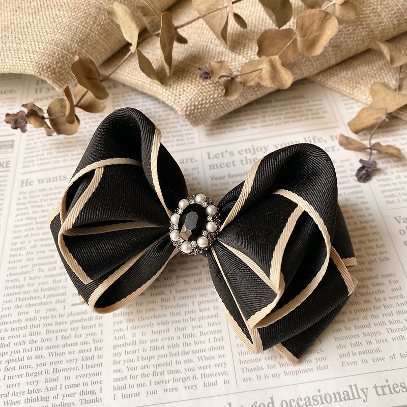 Multi-Layered Ribbon Ribbon Bow/Jet Black - Hair Accessories - Other Materials Black