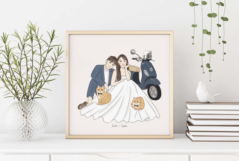 Customized cartoon style wedding illustrations | wedding cake cards | wedding gifts | wedding illustrations | electronic files - ภาพวาดบุคคล - วัสดุอื่นๆ 