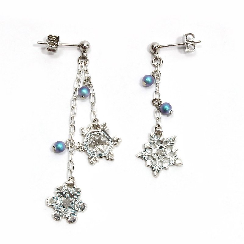 Snow crystal earrings PA464 - ต่างหู - โลหะ สีเงิน