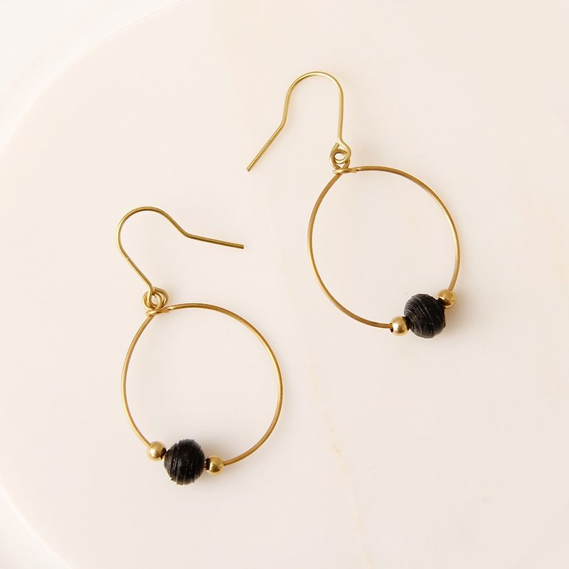 Musev Order - Small Elliptical Hoop Earrings - ต่างหู - กระดาษ สีดำ