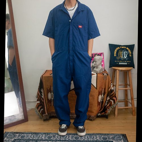 afterwork DICKIES 藍色 46 短袖 連身工作服 COVERALLS 古著 二手