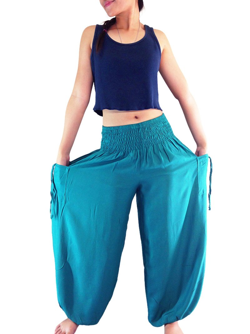 Harem Pants Women Clothing Yoga Pants Aladdin Pants Genie Pant Rayon Trousers - 男長褲/休閒褲 - 其他材質 綠色