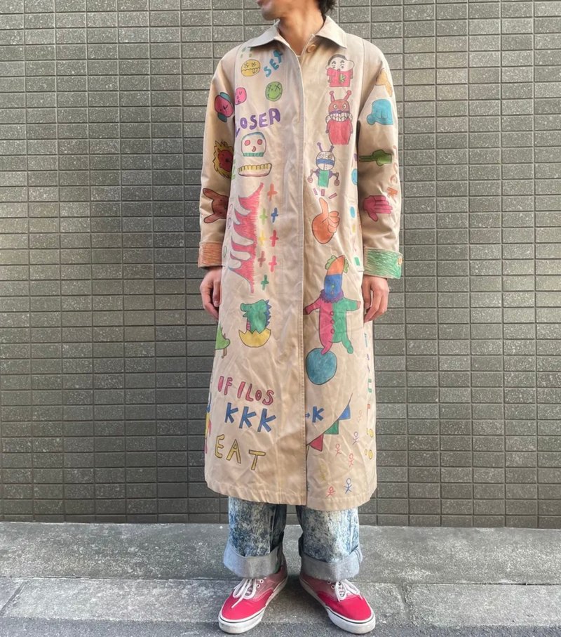 落書きコート - 男夾克/外套 - 棉．麻 