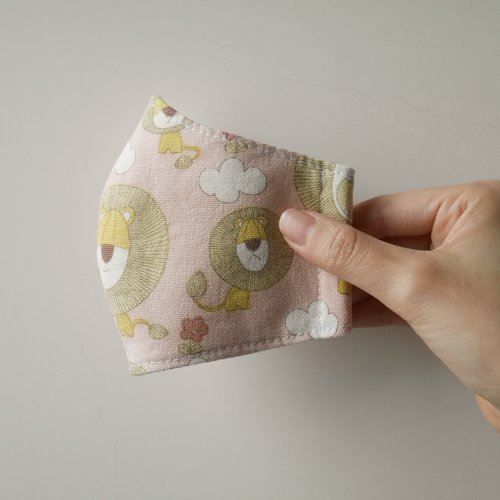 Miss pattern 粉色獅子純棉立體口罩-可寄國外