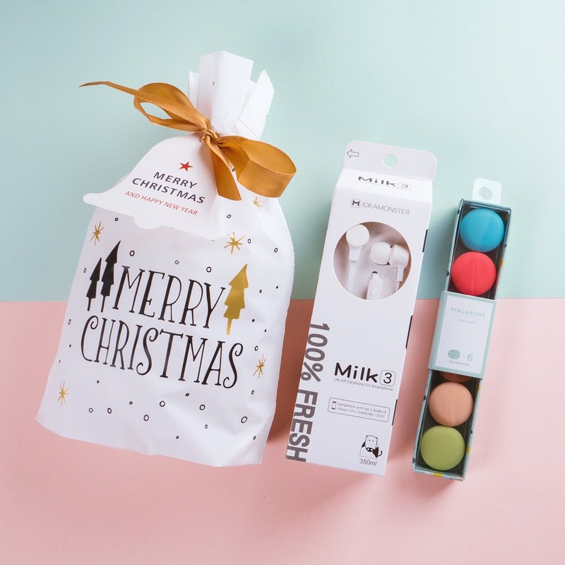 (Fun Christmas Gift Set) MILK Wired Stereo Headphones + Macaron Coil | Exchange Gifts - Headphones & Earbuds - Plastic Multicolor